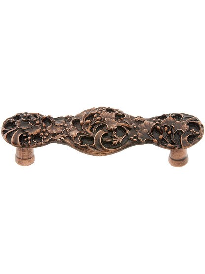 Ginkgo Leaf Drawer Pull - 3 inch Center to Center in Antique Copper.